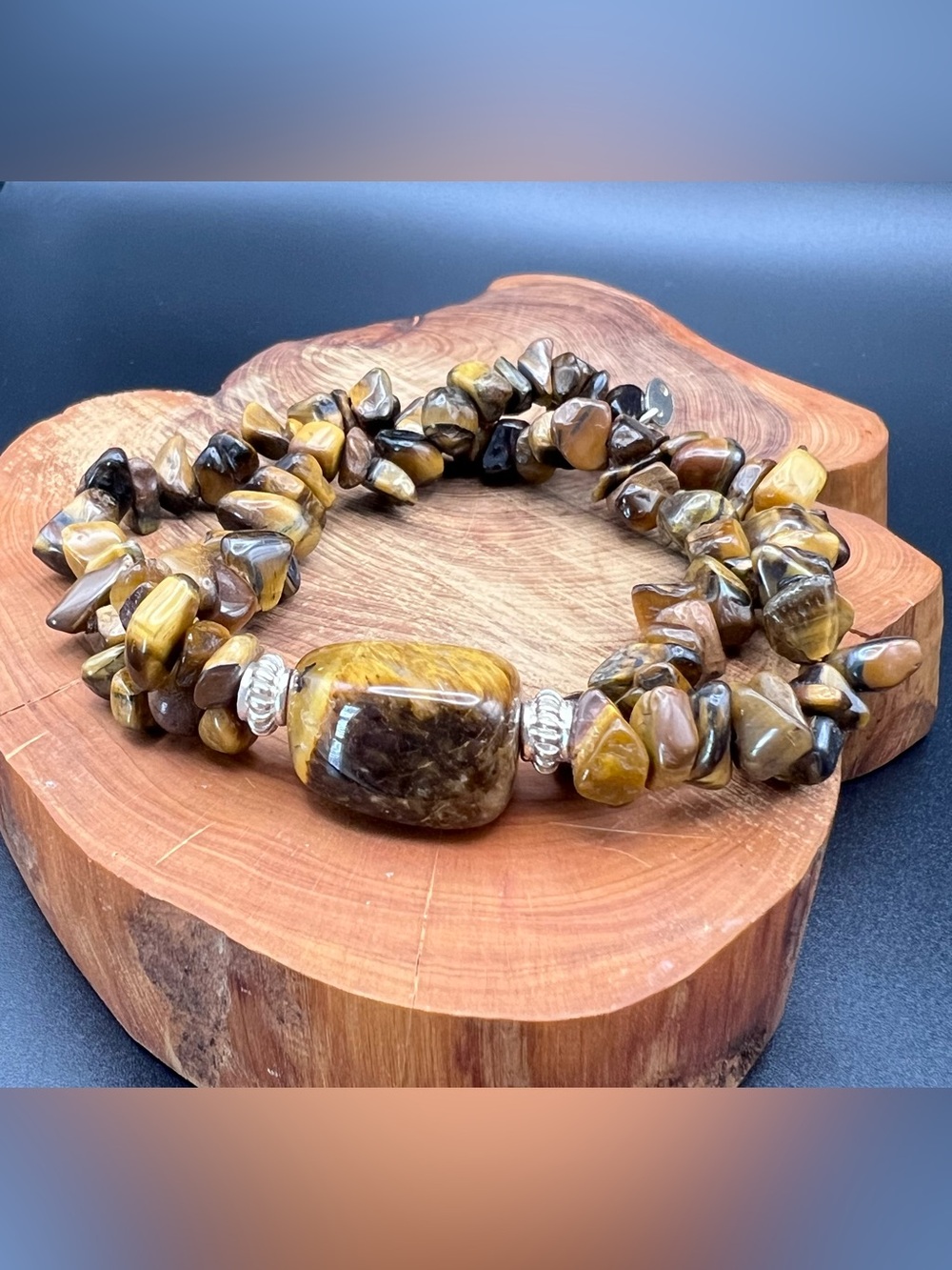 Tigers Eye & Sterling Stretch Bracelet